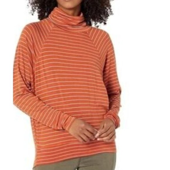Prana Tops - PrAna Sol Protect Turtleneck sz XL women relaxed fit pockets gingerbread stripes